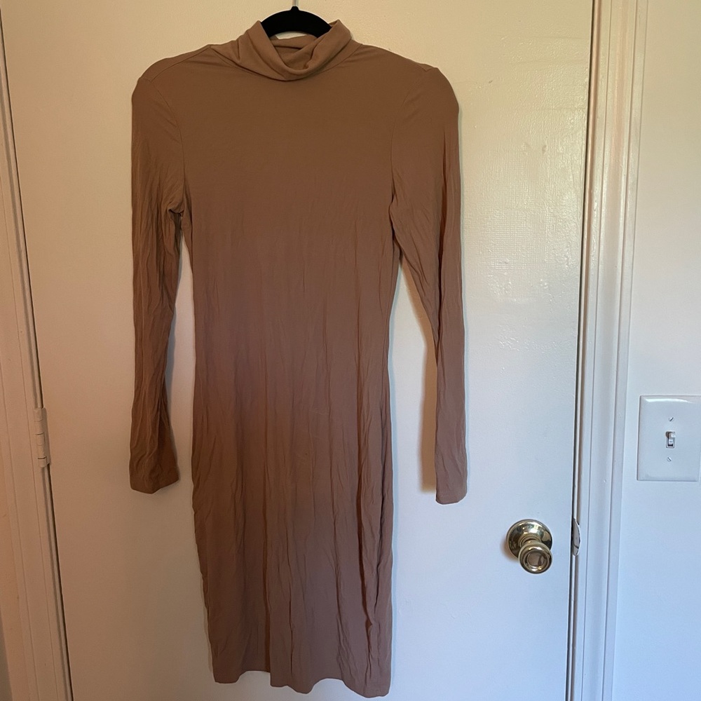 Tan Turtleneck Bodycon dress